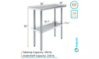 AmGood 16 in. x 36 in. Stainless Steel Table